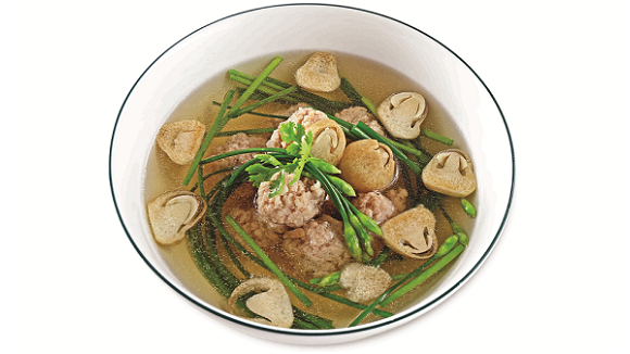 Bông hẹ nấu nấm và thịt bằm