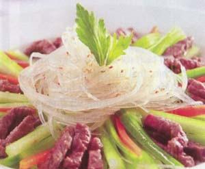 Cần tây xào miến